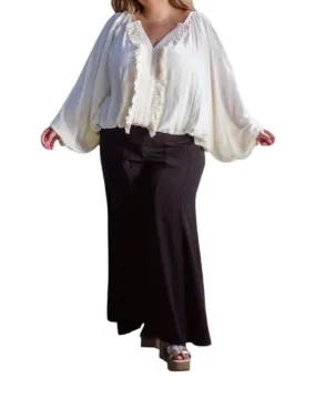 Adriana Contreras - Blouse With Fringes On The Neckline - Plus