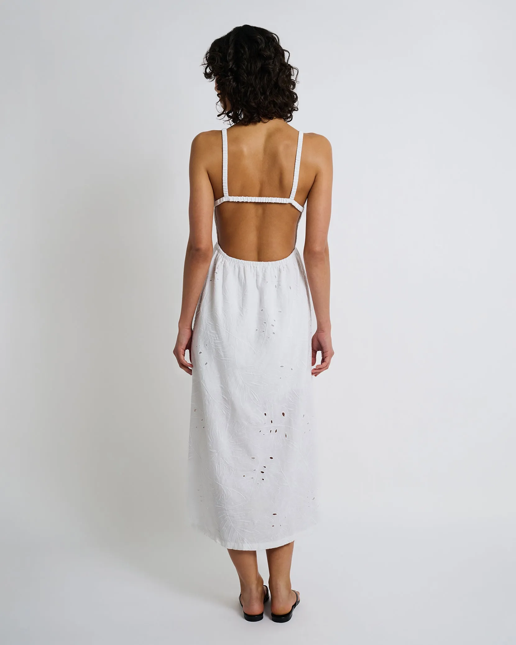 Air Linen Straight Neck Maxi Dress