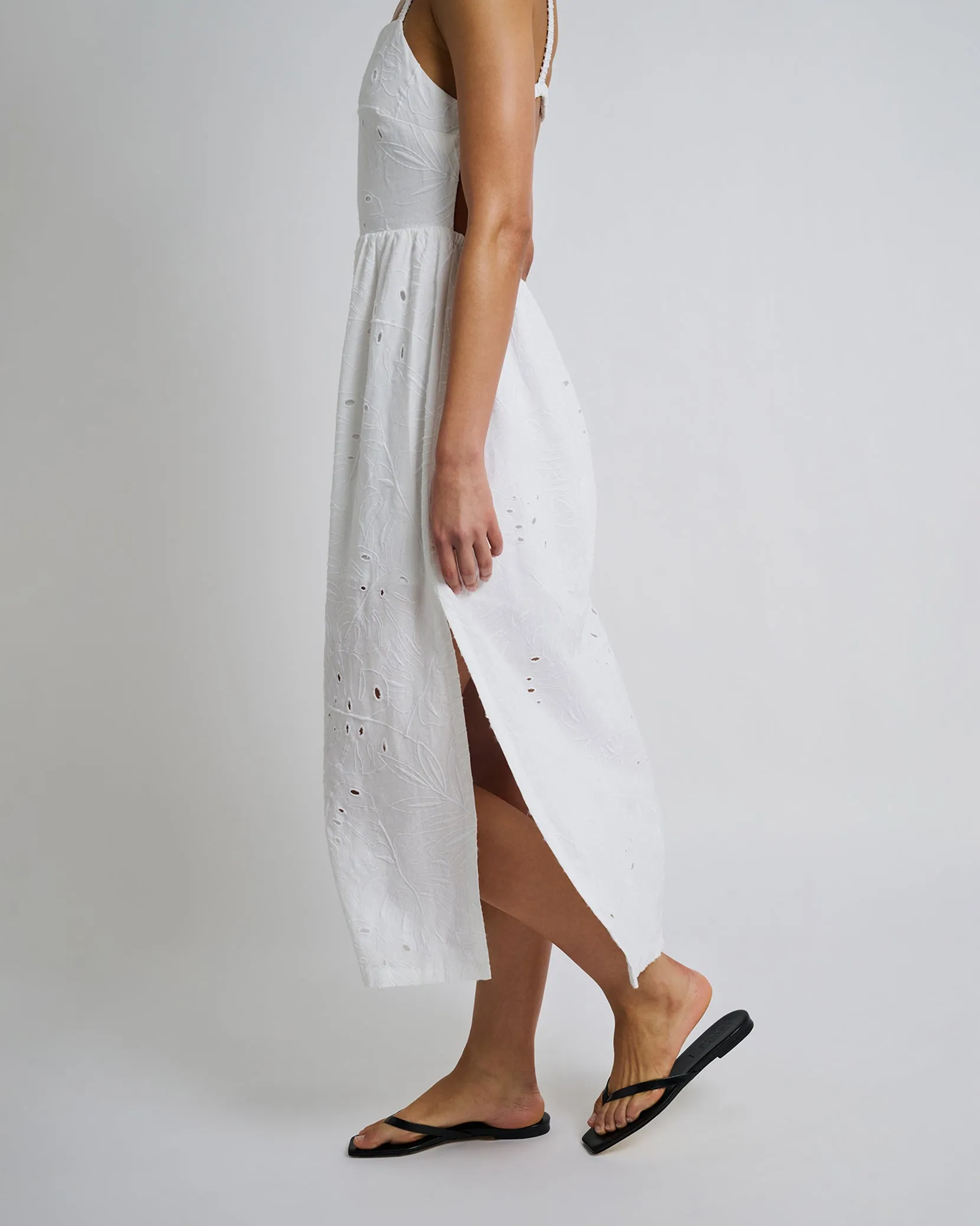 Air Linen Straight Neck Maxi Dress