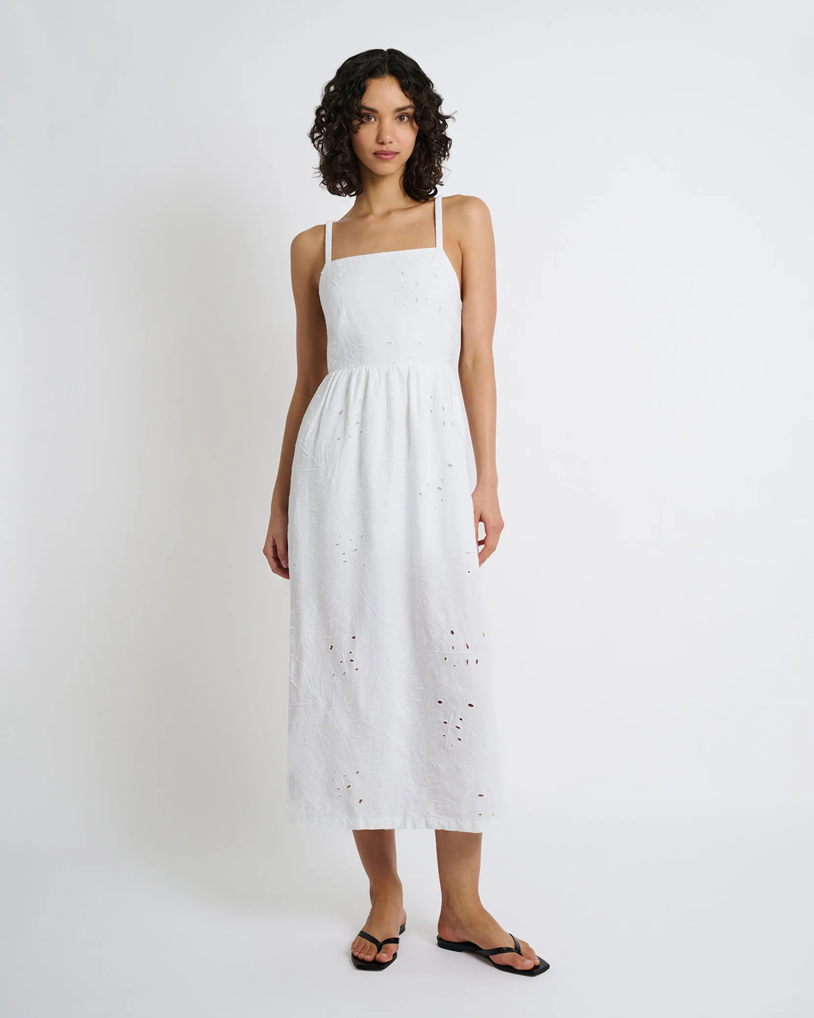 Air Linen Straight Neck Maxi Dress
