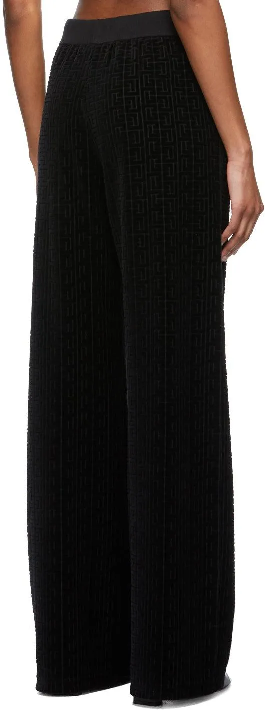 Balmain Black Velvet Monogram Lounge Pants