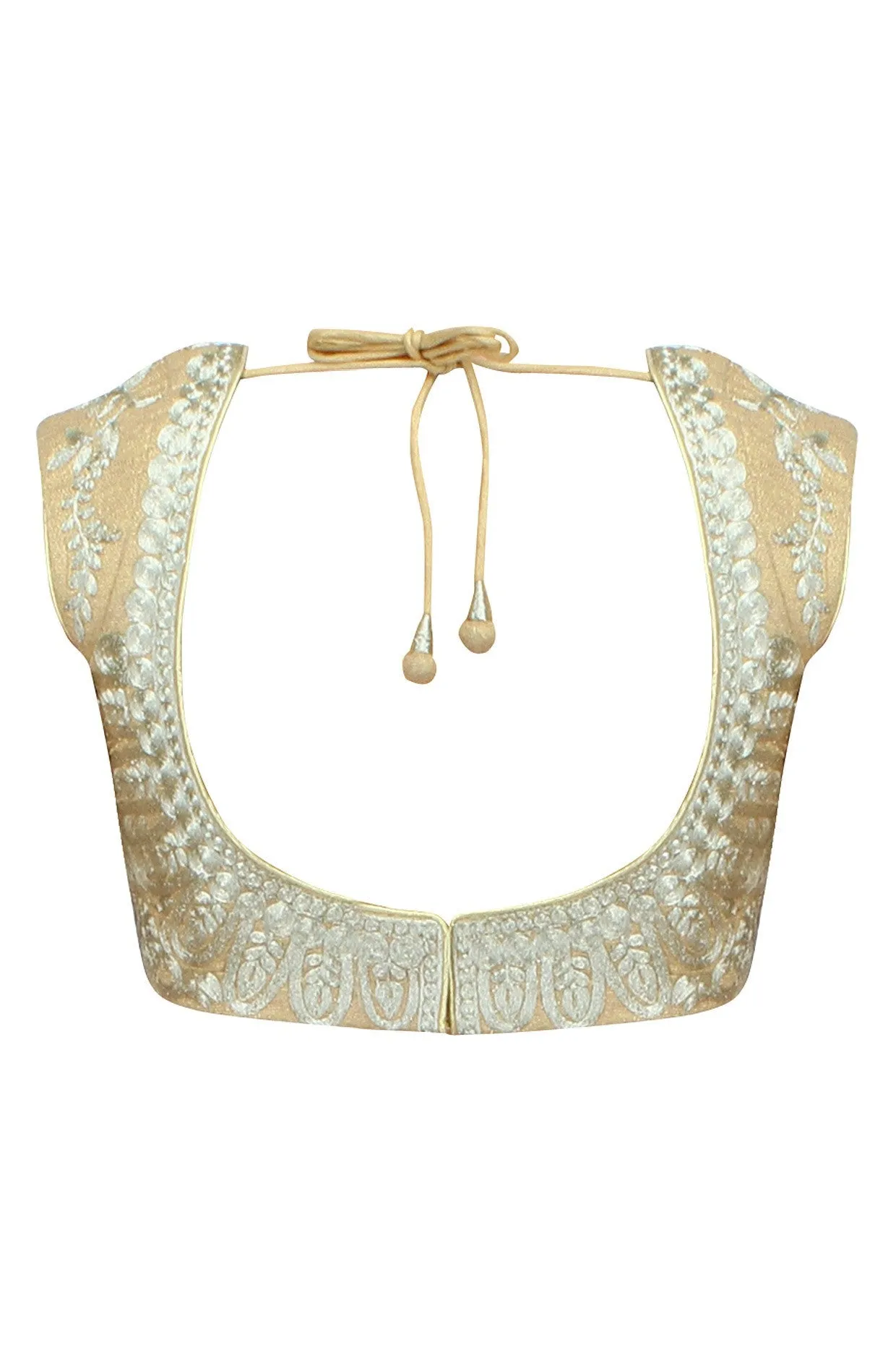 Beige color embroidered blouse in velvet