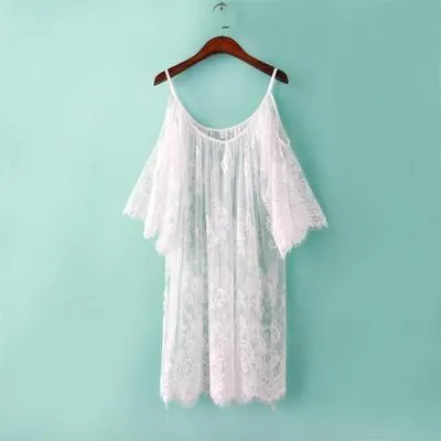 Black white off shoulder lace Nightgown Women Sexy Spaghetti Strap Patchwork Lingerie Dress Lace Sleepwear Sleepshirts Size S-XL