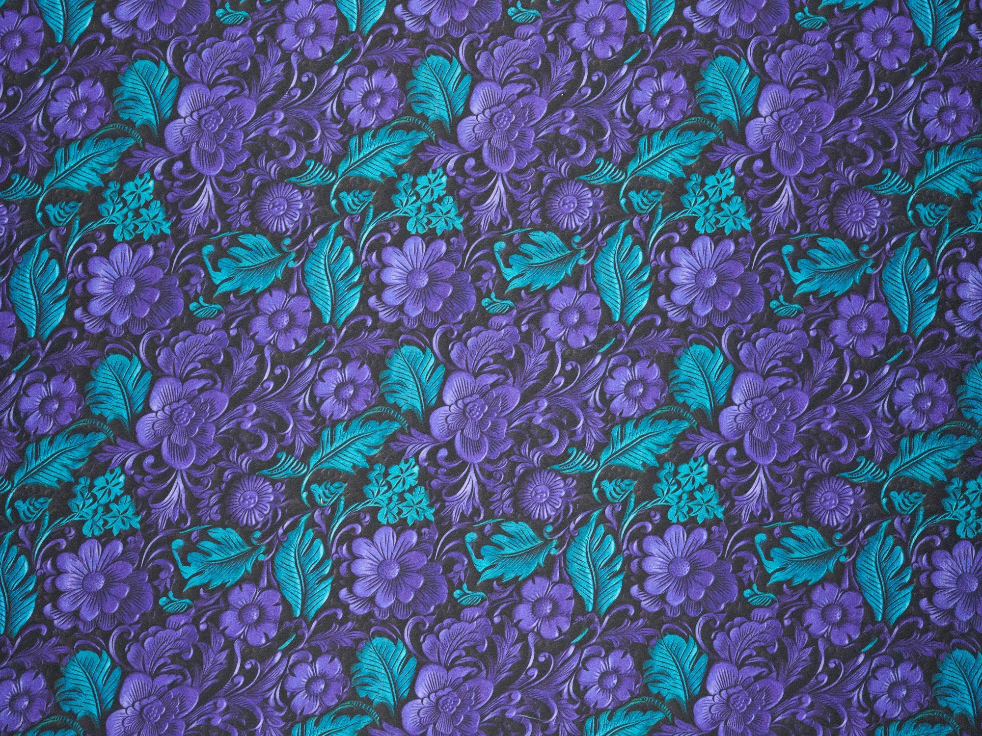 Charmeuse Satin  fabric by the yard -    Tooled floral
