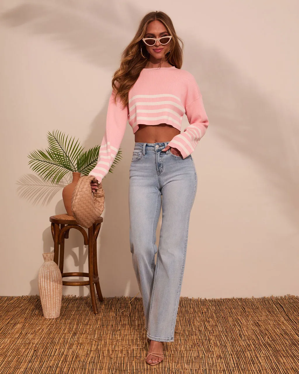 Easy Moment Striped Cropped Sweater