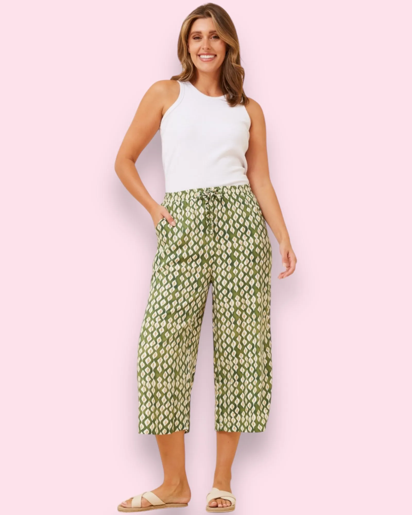 Ebony Printed Pants - Green