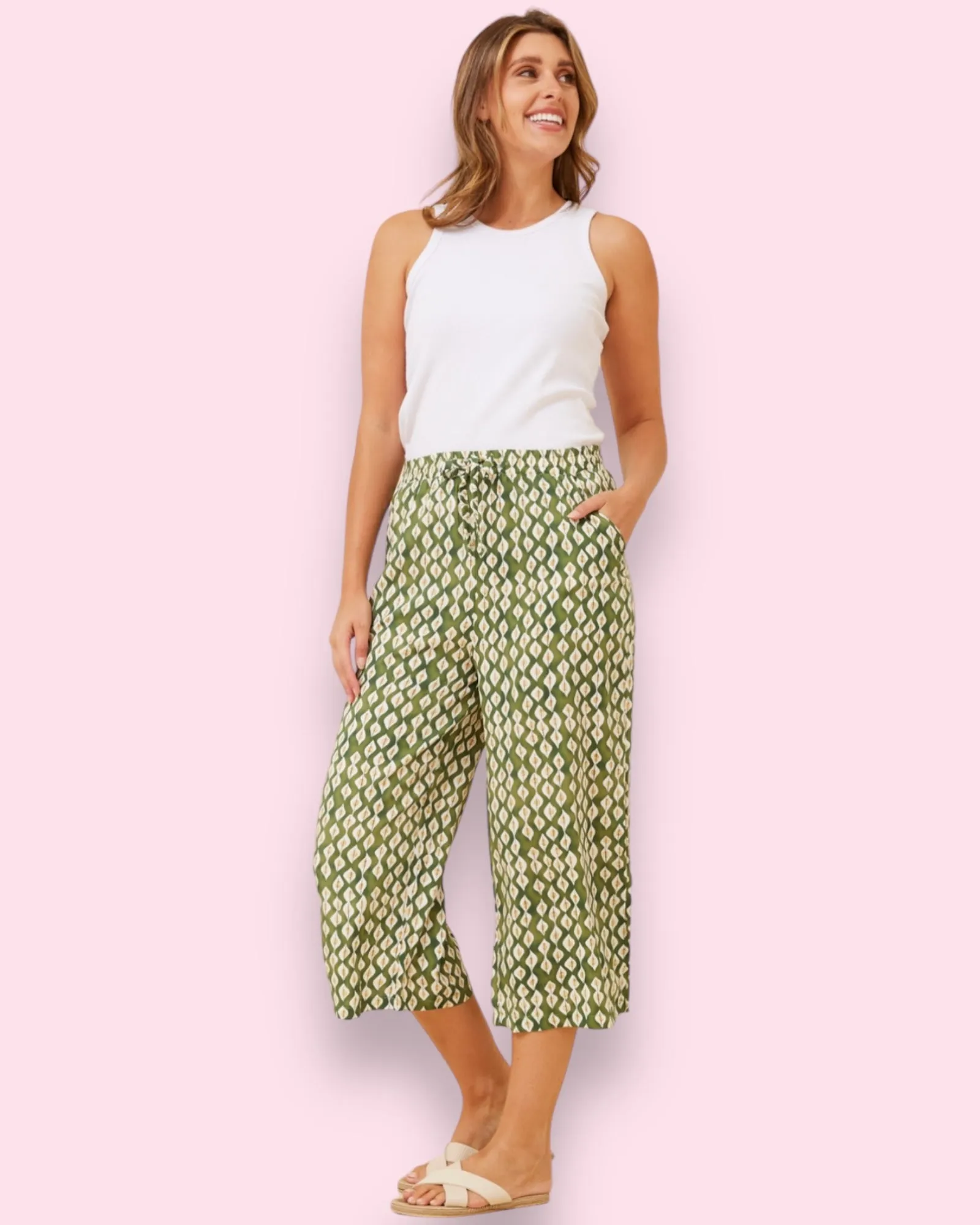 Ebony Printed Pants - Green