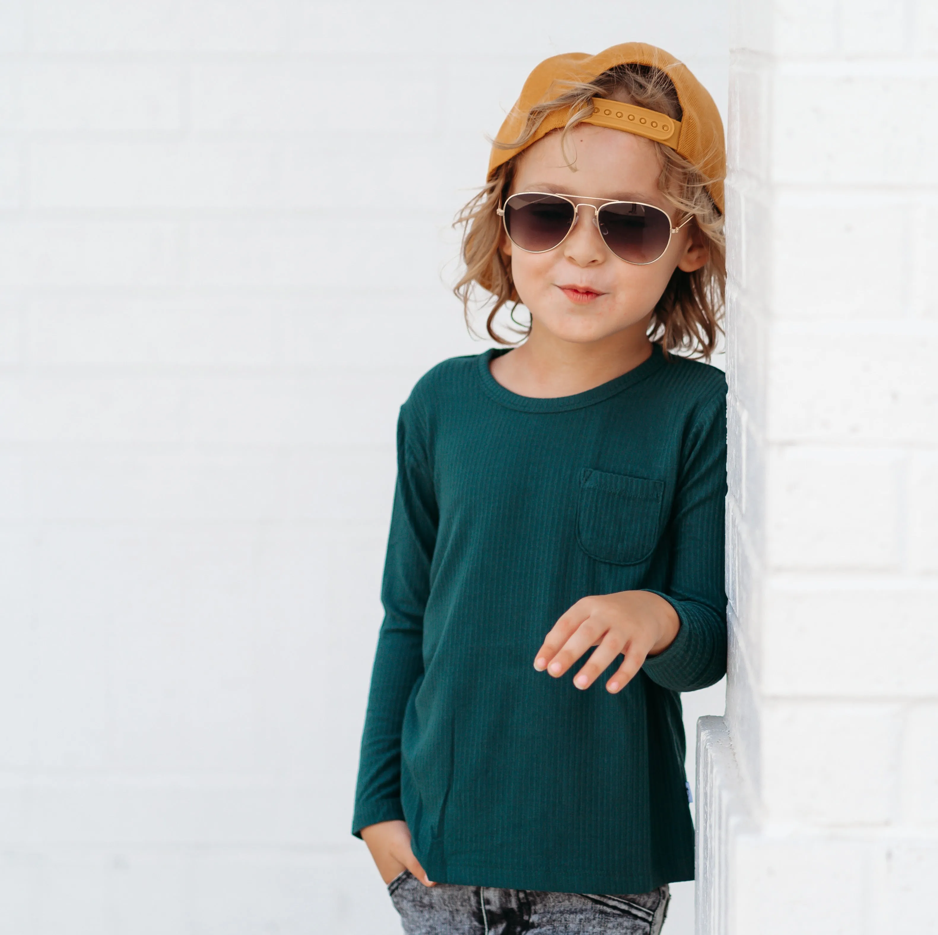 EVERGREEN RIB DREAM POCKET TEE
