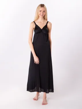 Long Embroidered Bra Slip in Black