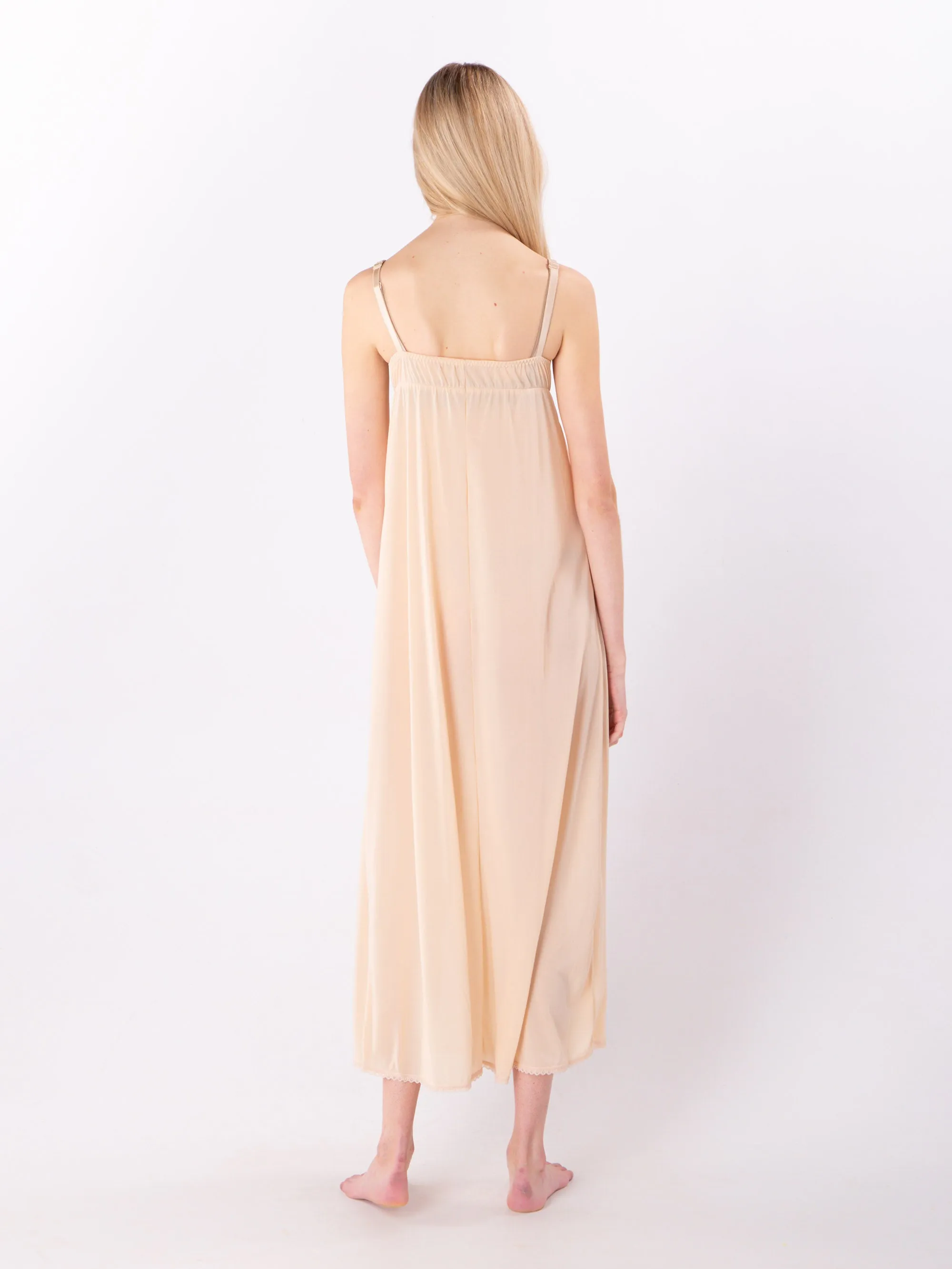 Long Embroidered Bra Slip in Skin
