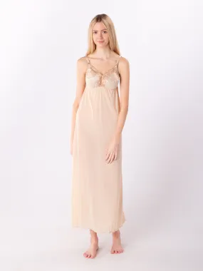 Long Embroidered Bra Slip in Skin