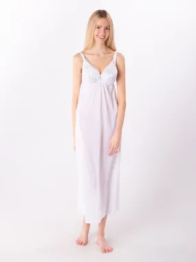 Long Embroidered Bra Slip in White