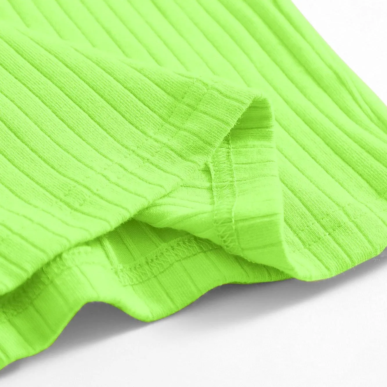 Mom and Daughter Matching Lime Green Bodycon Sleeveless Rib-knit Dress
