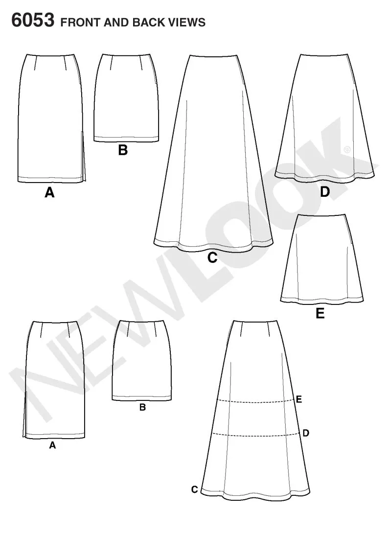 New Look 6053 Misses' Skirt Sewing Pattern | Easy
