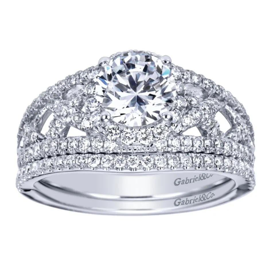 Pave Lace White Gold Diamond Engagement Mounting