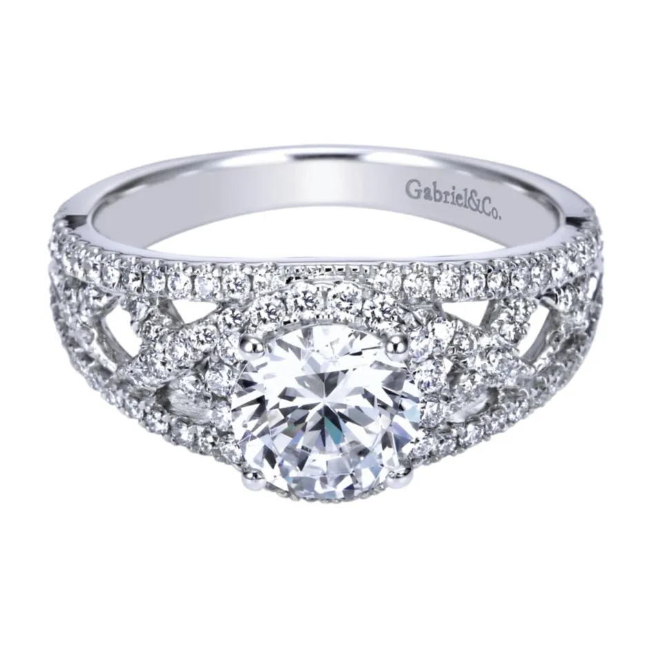 Pave Lace White Gold Diamond Engagement Mounting