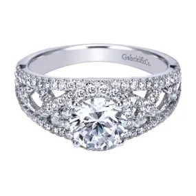 Pave Lace White Gold Diamond Engagement Mounting