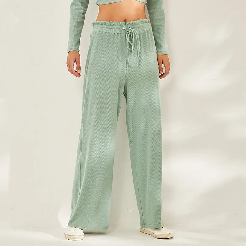 Relaxed Wide Leg Pants w/ Drawstring