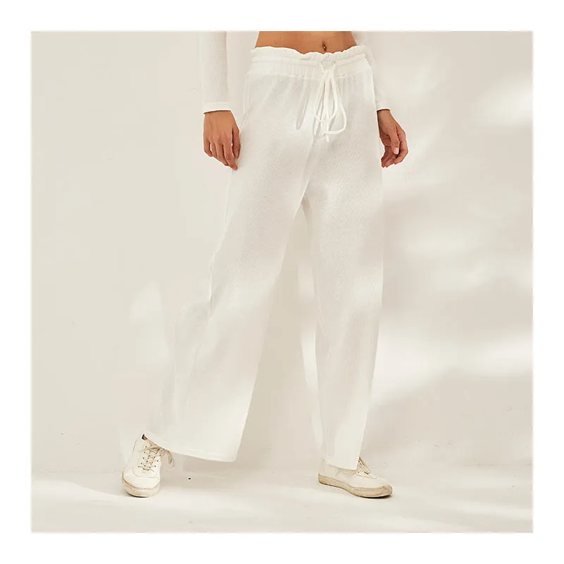 Relaxed Wide Leg Pants w/ Drawstring