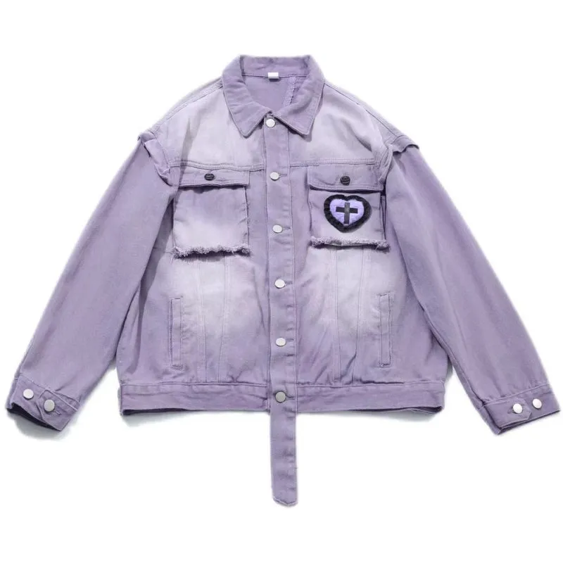 Sweet Cool Style Purple Aesthetic Loose Coat