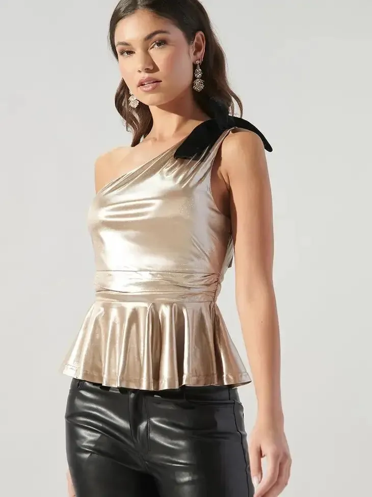 Trying To Get To You One Shoulder Peplum Top