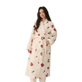 Women's Winter Plush Kimono Robe – Coral Fleece Long Bathrobe & Sleepwear