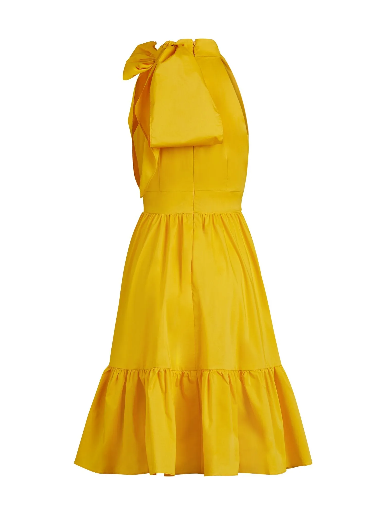 Yellow Bow-Neck Halter Dress